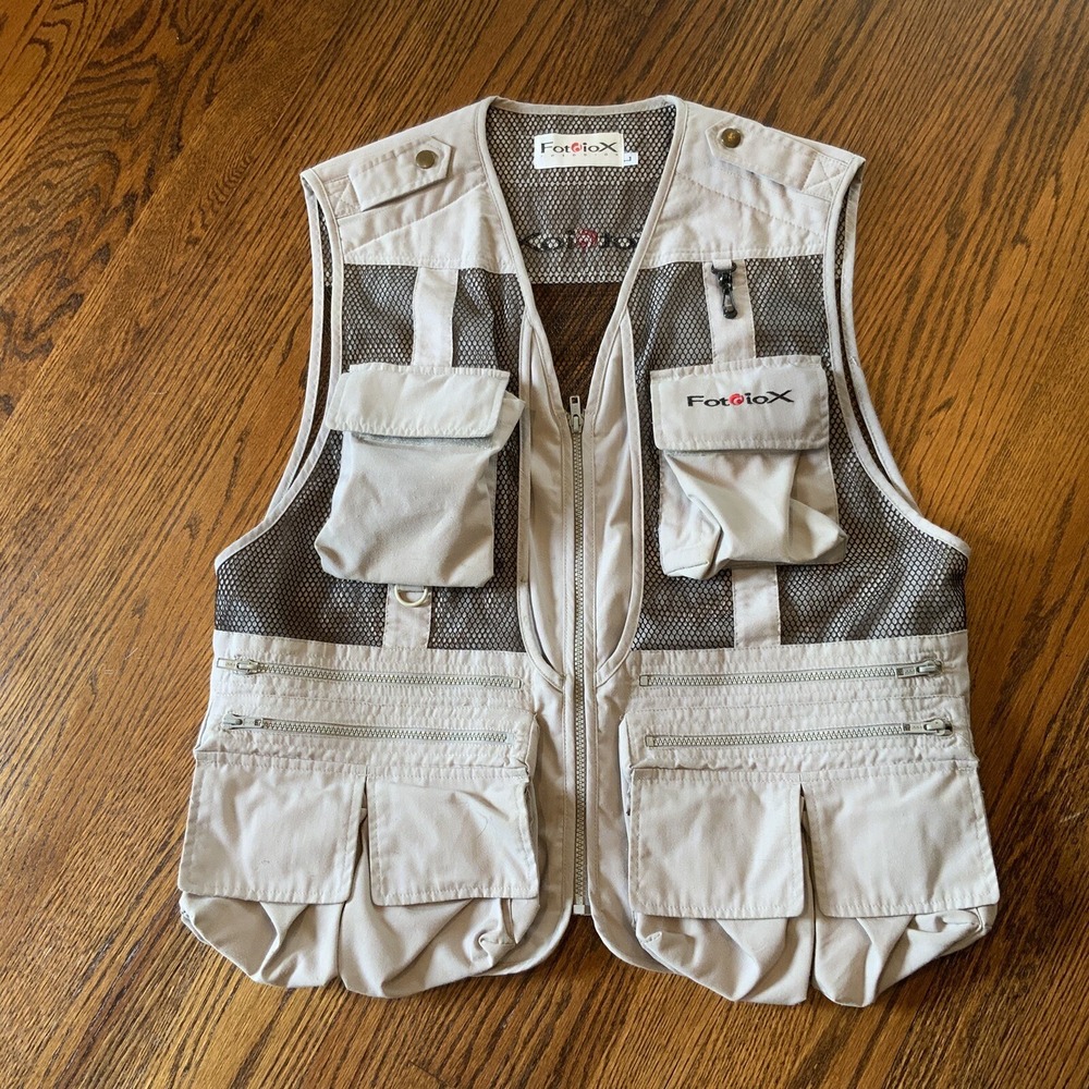Vintage FOTODIOX Photography Photographers Vest Sz Large Full Zip Multi-pocket